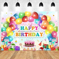 RTN Balloons Happy Birthday Party Backdrop Gifts Birthday Cake Table Background Decoration Rainbow Balloon Sweet Candy Photocall Vinyl