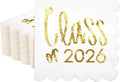 100 Pcs Class of 2026 Graduation Cocktail Napkins 5 x 5 Inch Congrats Grad Scalloped Paper Napkins for Dinner Beverage Graduate Decorations(Gold)