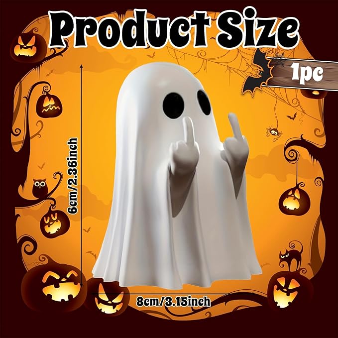 Halloween Ghost Finger Statue HIO-Hop Ghost Statue Halloween Decorations Indoor Farmhouse Tiered Tray Decor Spooky Home Decorations Coffee Table Centerpieces Shelf Mantel Display 2 Pcs