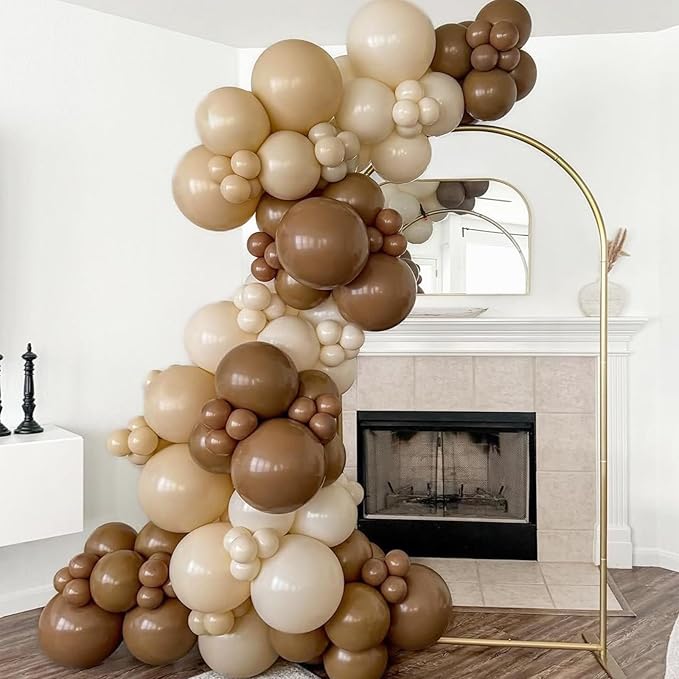 Netural Brown Balloons Arch Kit,144pcs Teddy Bear Balloons Garland Kit with Brown Nude and White Latex Balloons for Baby Shower Neutral Woodland Wedding Safari Birthday Party Decorations