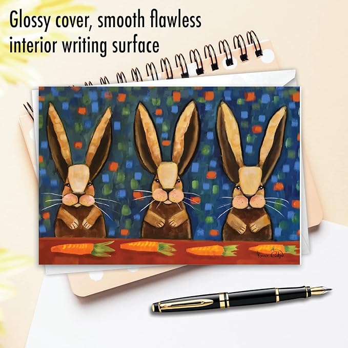 NobleWorks Birthday Greeting Card with 5 x 7 Inch Envelope (1 Card) Bday Bunnies In A Row - Rabbits C10343BBDG