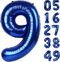 40 Inch Big Night Blue 9 Balloon Number, Jumbo Giant Happy 9th 19 29 39 49 99 Birthday Party Decorations, Night Blue Large Nine Mylar Foil Anniversary Birthday Party Engagement Decorations