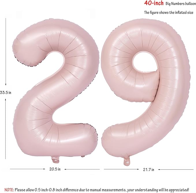 40 In Matte Pink Number Balloons Helium Foil Mylar Balloon Birthday Party banquet Decoration Digital 29