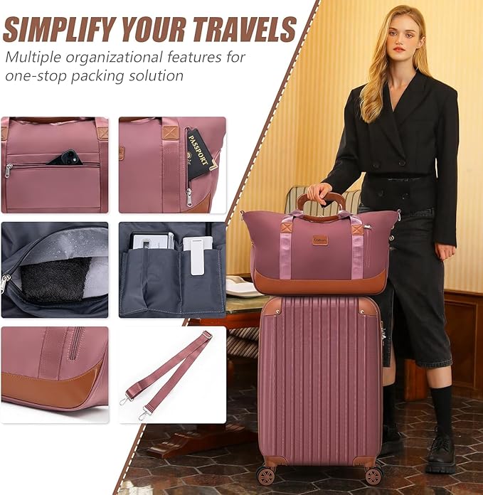 Cosbarn Carry On Luggage Sets 3 Piece, 20 Inch Luggage 22x14x9 Airline Approved with Wheels and TSA Lock, ABS Lightweight Hardshell Travel Suitcase Set with Duffel Bag Travel Bag for Men Women