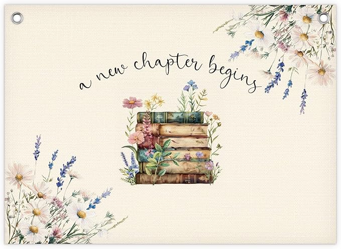 A New Chapter Begins Linen Banner, Wedding Engagement Retirement Canvas Banner, Wall Hanging Banners Flags for Baby Shower Bridal Shower Party Decoration -30
