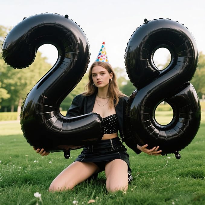 40 Inch Black Foil Balloons Number 8 Foil Mylar Big Number Balloons Huge Number Balloons for 18th 80th Birthday Party Supplies Anniversary Decorations