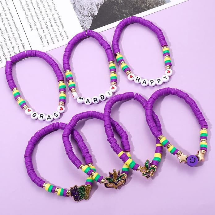 Surfer Heishi Bracelets for Women Stackable Rainbow Vinyl Disc Clay Beaded Stretch Bracelets Elastic Layering Friendship Bracelets Boho Summer Beach Jewelry