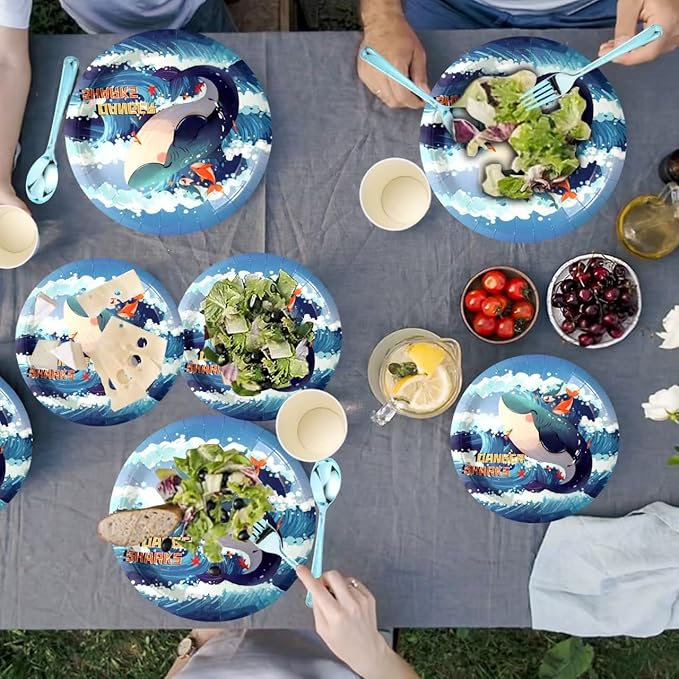 175 Pieces Ocean Party Decorations Ocean Animal Birthday Party Plate and Napkin Set Whale Themed Tableware Set Children's Birthday Decorations (25 Guests)