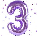 Purple Number Balloons, 40 Inch Purple Balloon 3.3 Helium Balloon 3th Birthday for 3 Years Birthday Decoration Children Girls Boys