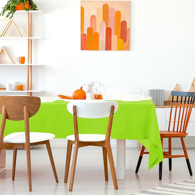 Kopokita 2PCS Lime Green Plastic Tablecloths 54 x 108 Inch, Disposable Table Cloths Rectangle Party Table Covers