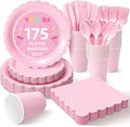 Vyntra 175 Pcs Pink Valentines Disposable Paper Plates and Napkins Set for 25, 9" Dinner Plates & 7" Dessert Plates, Tableware for Baby Shower, Bridal Shower, Birthday, Party