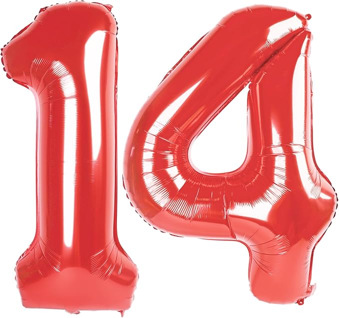 Giant Red 14 41 Balloon Number 40 Inch, 14 41 Number Balloons Birthday Supplies, 14 41 Year Old Birthday Party Celebration, 14 41 Balloons Graduations Anniversary Decorations