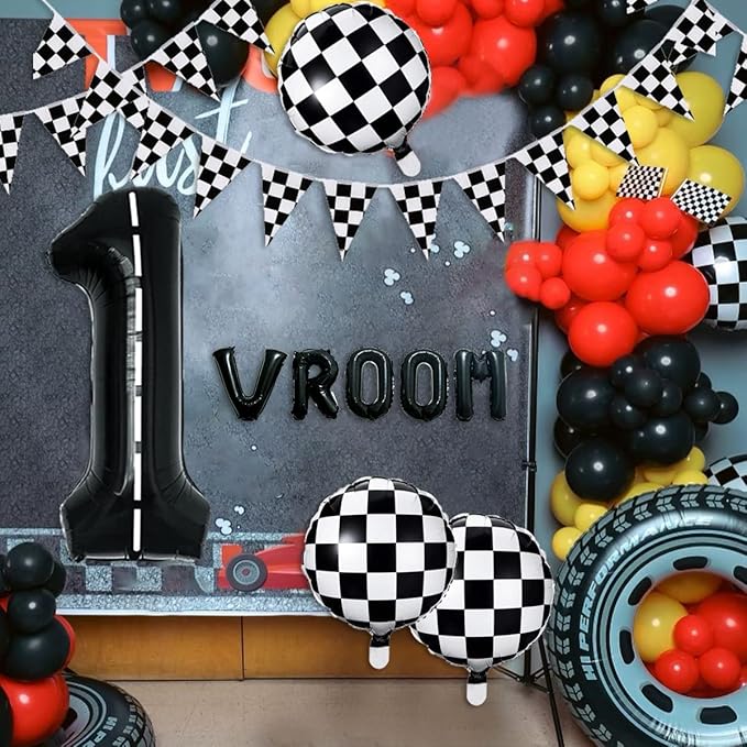 134pcs Balloons Race Car Birthday Party Supplies Decorations for Boys - Racing car Theme Party Supplies Happy Birthday Racecar Number Balloons Garland Kit Vroom Birthday Party Decorations
