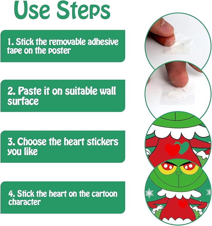 Christmas Games - Pin The Heart Christmas Crafts Games for Kids Families Party, Cute Wall Decor Party Supplies Favors, Indoor Xmas Decorations Home Decor, Xmas Kids Activities Presents