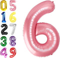 6 Balloon Numbers, 40 Inch Foil Big Balloon for Men And Women, Pearl Pink Balloons for 6, 16, 26, 60, 2026 Graduation, Birthday, Wedding Anniversary, Xmas, Party Supplies