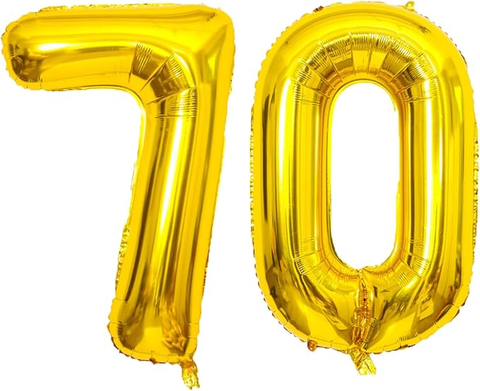 Giant Gold Number 70 Balloons, 40 Inch Jumbo Number 70, Large Foil Mylar Balloons for Girls Women 70th Birthday Party Decorations, 70 Anniversary Events Decorations