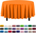Exquisite Party Solids 6-Pack Premium Plastic Tablecloth 84in. Round Plastic Table Cover - Orange