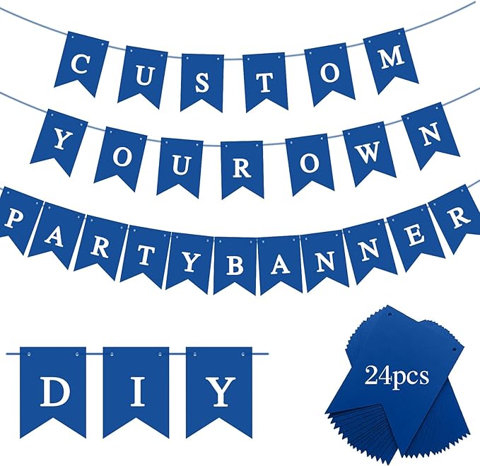 M lapis Custom Blank Blue Banner Kit - DIY Handwriting Banners, Custom Phrase Banner, Party Supplies, Home Decor