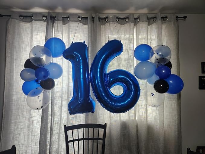 Number 6 Balloon 40 Inch, 6th Birthday Balloon for Boy Girl, Navy Blue 16 60 61 65 Numbers Balloons Birthday Party Wedding Events Decorations