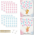 2PCS Fingerprint Guestbook with Bear and Bunny Baby Shower Guest Book Party Ideas Gender Reveal Fingerprint Guest Book with 2 Pens and 6 Stickers Gender Reveal Party Decorations