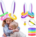 Hoshin 2 Set Inflatable Bunny Ears Ring Toss Game (2 Rabbit-Ear Hats with 12 Ring Toss, 1 Medal and 1 Hand-held Pump) - Great Family Easter Party Games