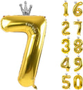 Gold Number 7 Balloon with Crown, 40 inch Gold Number Balloon 7th Birthday Party Decoration gold Crown Balloons 0-9 for Birthday Party Anniversary Decorations Supplies
