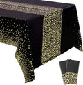 Yancorp 2 Pack Tablecloth for Rectangle Tables Gold Dot Disposable Tablecloths Plastic Tablecloth Party Table Covers for Birthday Thanksgiving Christmas Wedding Outdoor BBQ (Black-M, 2 Pack)