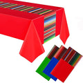 Oudain 3 Pcs Fiesta Tablecloth 108 x 54 Inch Plastic Tablecover Waterproof Mexican Tablecloth Mexican Striped Table Cover for Taco Night Festive Fiesta Wedding (Red,Green,Navy)