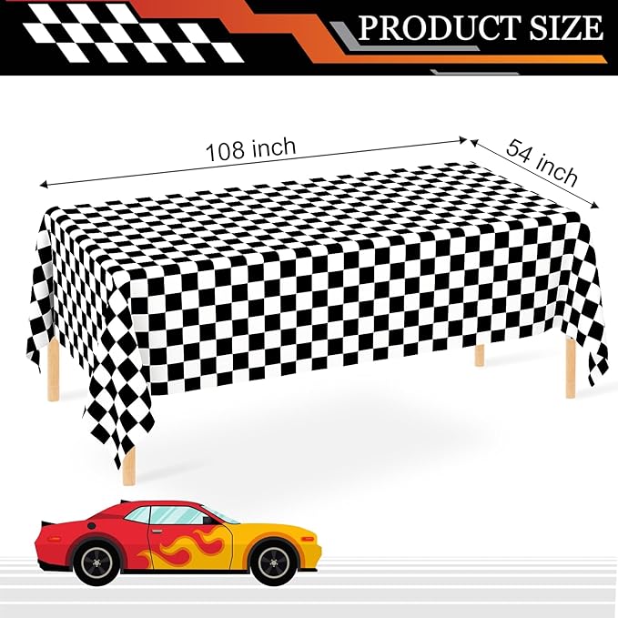 3 Pack Black and White Gingham Tablecloth Rectangular Buffalo Checkered Tablecloths Disposable Plastic Plaid Table Cover for Parties, Outdoor Picnic, Birthday, Wedding, Camping 54 × 108 Inch