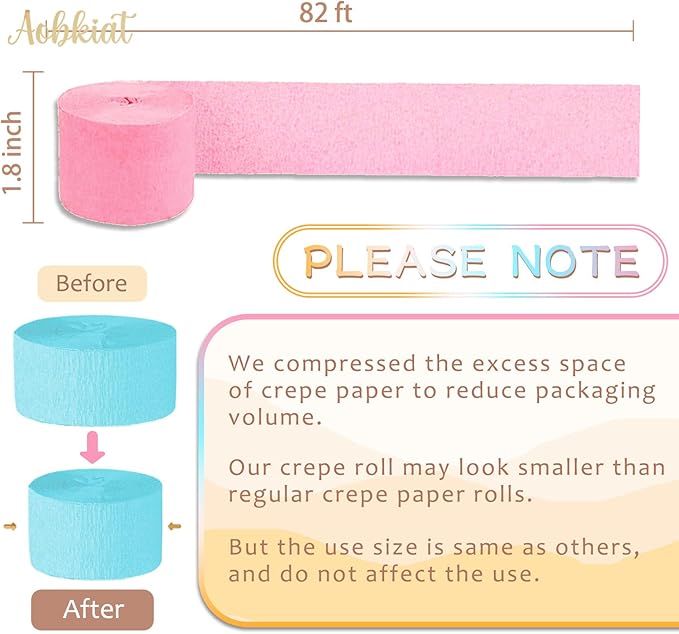 AOBKIAT Birthday Crepe Paper Streamers Party Decorations,5 Rolls Pastel Colorful Streamers for Candyland Theme Baby Shower Wedding Easter Christmas Decorations,1.8 Inch x 82 Ft/Roll