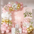 Pink and White Balloon Arch Kit, 138 Pcs Pink and Gold Balloon Garland Arch Kit Include Pastel Pink White Gold Confetti Balloons for Birthday Baby Shower Wedding Bridal Shower Party Decorations