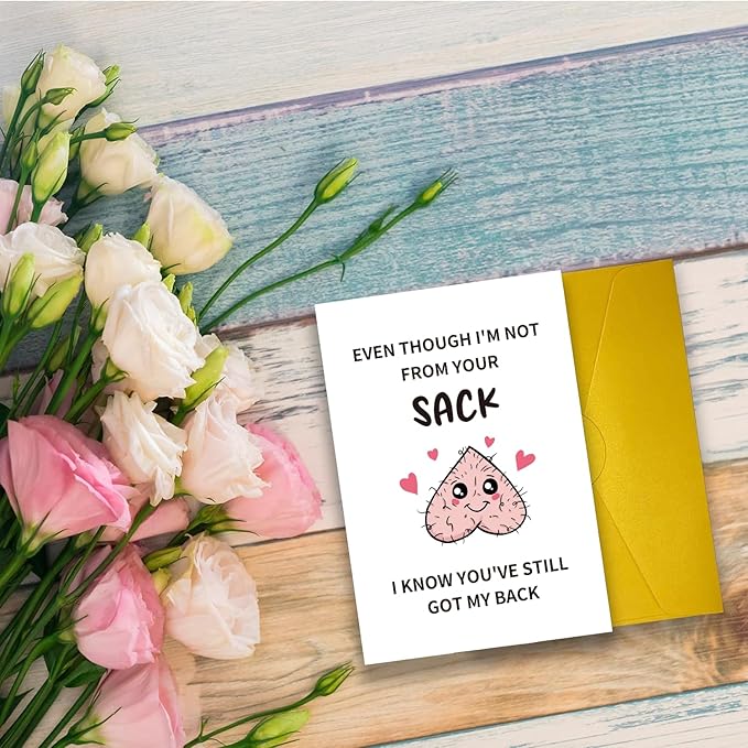 UUEFKTN Funny Father's Day Card For Stepfather Stepdad Bonus Dad, Humorous Fathers Day Card Gift for Stepdad From Stepdaughter Stepson Stepkids, Hilarious Bonus Dad Fathers Day Gift