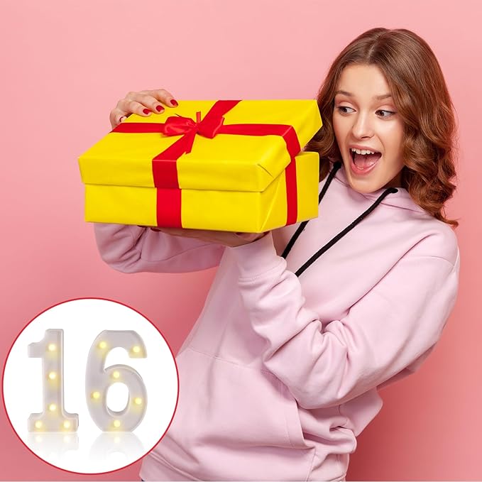 16th Birthday Decorations for Girls Boys,Sweet 16 Party Decorations for Centerpieces Table,Light Up Numbers Sweet 16 Sign for Party Backdrop Wall Decor for 16th Wedding Anniversary Decoration