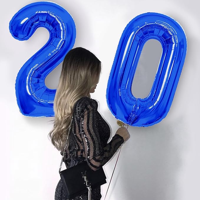 Number Balloons Navy Blue Balloons - Giant Number 20 Balloon, Blue 20th Number Balloon Birthday Decorations for Boys