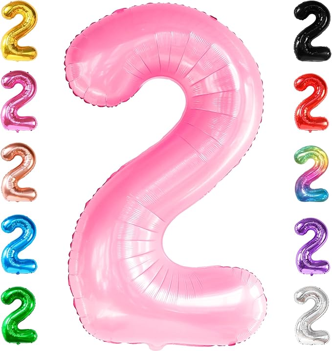 KatchOn, Giant Pink Number 2 Balloon - 40 Inch | Two Balloon, Light Pink 2 Balloons Number | 2nd Birthday Decorations for Girl | Two Sweet Birthday Decorations, 2nd Happy Anniversary Decoration