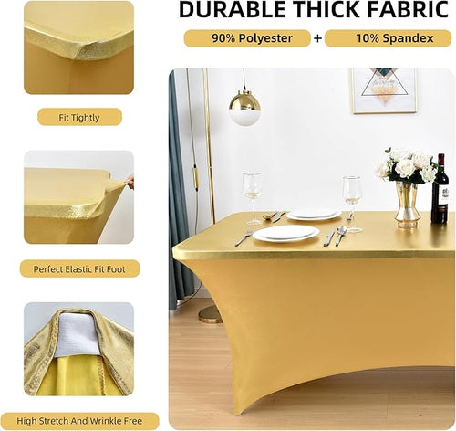 10-Pack 6ft Spandex Table Covers for Rectangle Standard Folding Tables - Wrinkle Resistant Stretch Tablecloths - Ultimate Fitted Table Protector for Parties, Banquet, Wedding