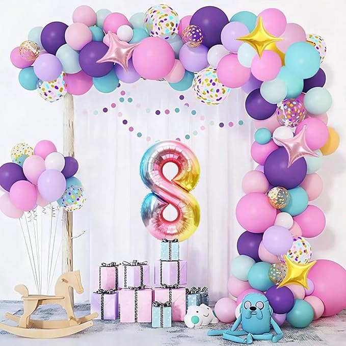 Rainbow Number Balloons Birthday Balloons - Giant Number 8 Balloon 40 inch, Numbers Balloon Birthday Decorations, Rainbow Party Supplies for Baby Shower