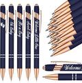 Jspupifip 50 Pcs Baby Shower Pens with Stylus Tip Metal Retractable Ballpoint Pens It's a Boy or Girl Black Ink Pens Bulk for Baby Shower Games Favors Decor Office School Writing Supply(Dark Blue)