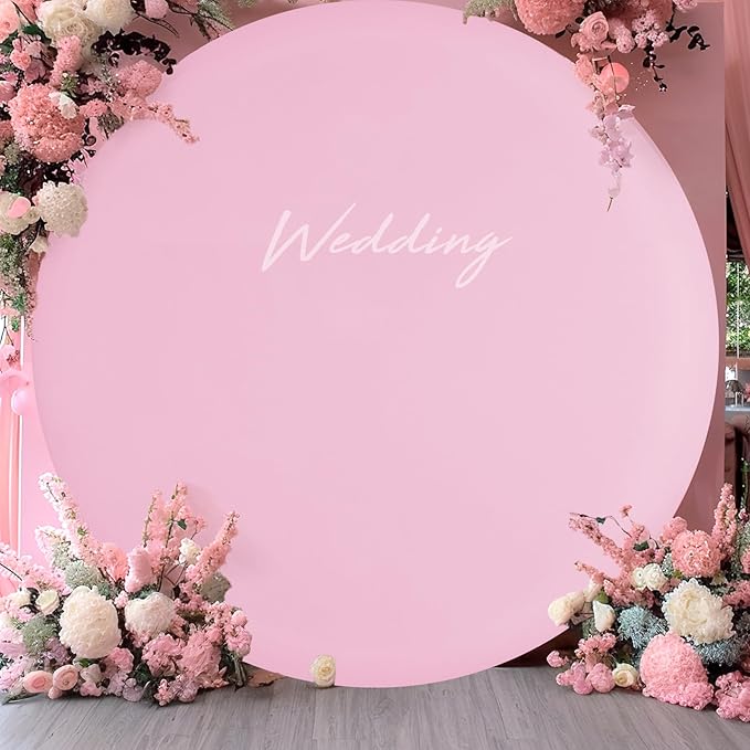Gallety 7.2 FT Pink Round Backdrop Cover for 5 to 7.2ft Round Backdrop Stand - Adjustable Circle Arch Backdrops Cover for Wedding Birthday Party Photography Baby Shower Decoration