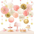 AOBKIAT Pink Birthday Party Decorations Kit-Tissue Paper Pom Poms,Lanterns,Fans Flowers,Star Garlands,Streamers for Girls Women Birthday,Wedding,Bachelorette,Bridal Shower,Baby Shower,Princess Party