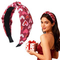 Valentines headband Non Slip Cute Knotted Headbands with Heart Love designs Fashion Women Head Band for Hair Wide Top Knot Headbands for Women Holiday Party Head wear Accessories Supplies Gift 1pcs