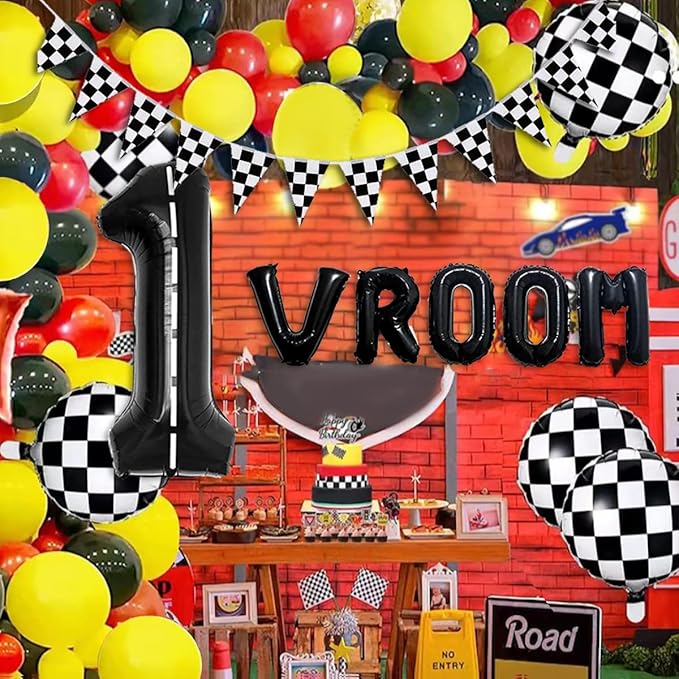 134pcs Balloons Race Car Birthday Party Supplies Decorations for Boys - Racing car Theme Party Supplies Happy Birthday Racecar Number Balloons Garland Kit Vroom Birthday Party Decorations