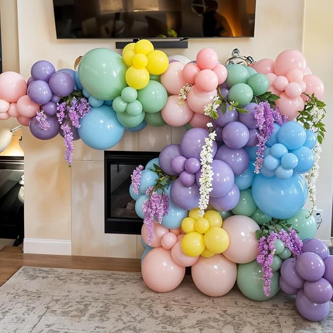 Pink Blue Green Balloon Arch Kit, 122Pcs Dusty Light Pink Baby Blue Green Pastel Balloons for Kids Girl Baby Shower Bridal Wedding Engagement Spring Birthday Flower Party Decorations