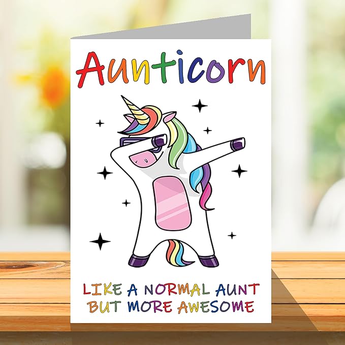 Stuff4 Aunt Birthday Cards for Her - Aunticorn - Funny Aunty Birthday Cards, A5 Birthday Greeting Cards, Happy Birthday Auntie Card Unicorn Awesome Aunt Present Gift from Nephew or Niece