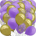 Purple Gold Balloons with Confetti Balloons 12 inch Latex Balloons 80 Pcs for Wedding Birthday Baby Shower Patriotic Themed Party Decorations