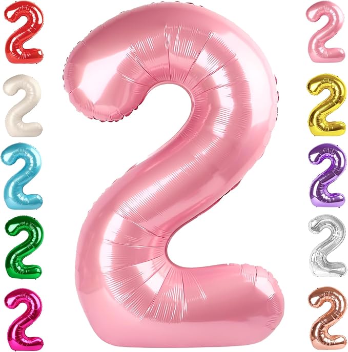 2 Numbers Balloon 40 Inch Pearl Pink Two Balloon Number Birthday Decor, 2nd 12 21st Party Celebration Decorations Graduations Wedding Baby Shower