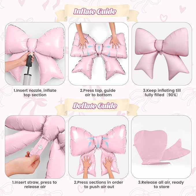 16Pcs Pink and Gold Heart Balloons, 38 Inch Pink Bow Balloon, Champagne Gold Pink White Balloon and Bow Heart Shaped Foil Balloons for Birthday Wedding Bridal Baby Shower Valentines Day Decorations