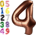 Coffee Brown 4 Balloon, 40 Inch Large 4 Balloons for Birthday Party Decoration, Number 4 Ballon for 4, 14, 24, 40 Celebration, Birthday, Christmas, Anniversary Decor