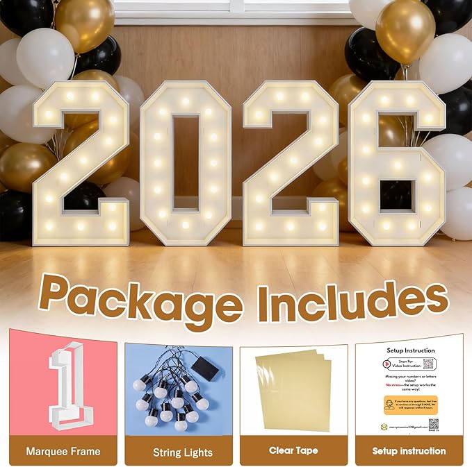 3FT Marquee Light Up Letters, Large Marquee Letters, Pre-cut Foam Board Letter T for Engagement Wedding Decorations Birthday Party Backdrop Decor, Balloon Arch Kit