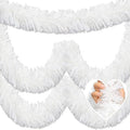 50 Feet Christmas Tinsel Garland, Metallic Twist Garland Wall Hanging Tinsel Garland Backdrop for Parade Floats, Carnival, Birthday, Wedding, New Year Party Decorations (Macaron White, 2in x 50ft)